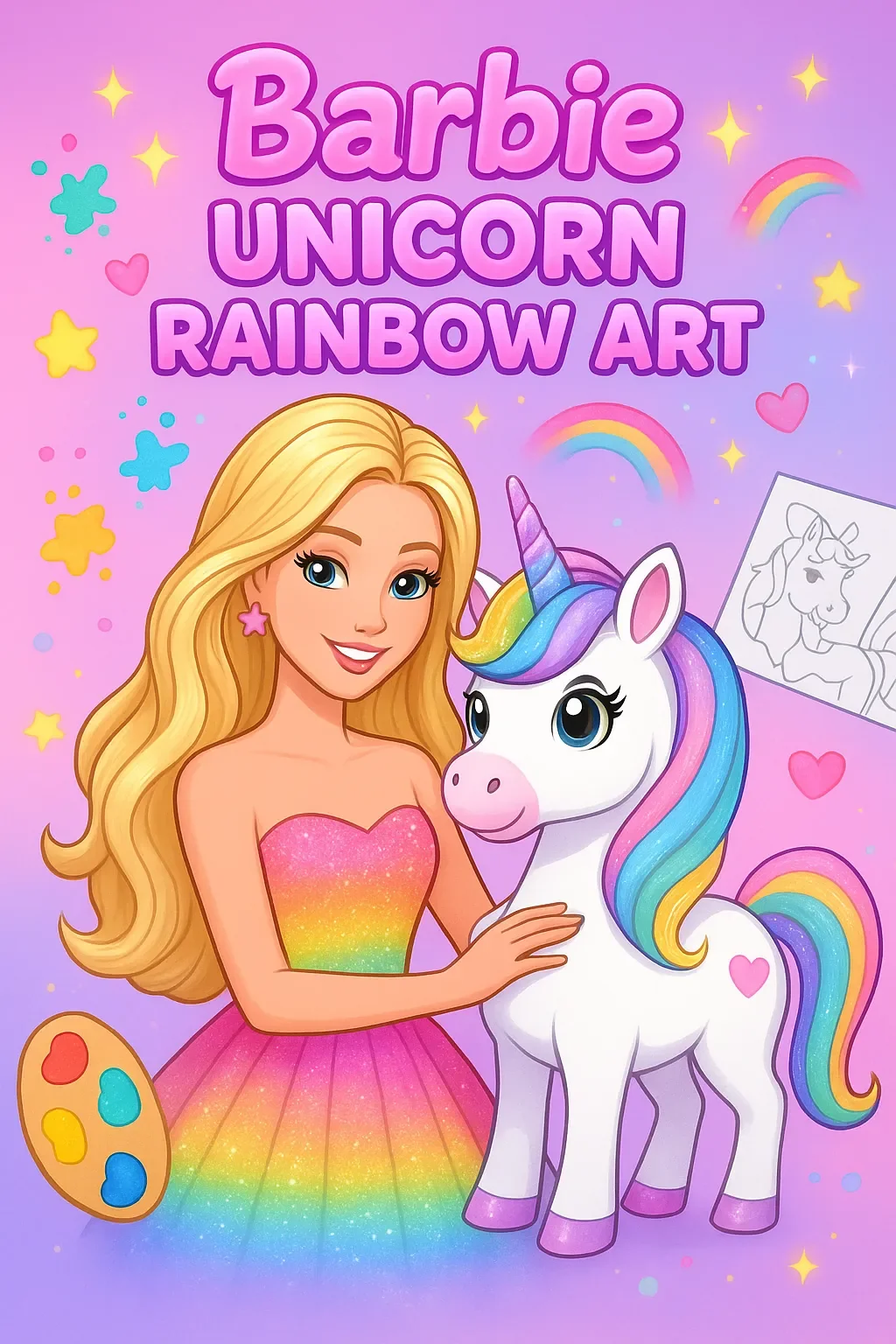 Barbie Unicorn Rainbow Art | Astrocade